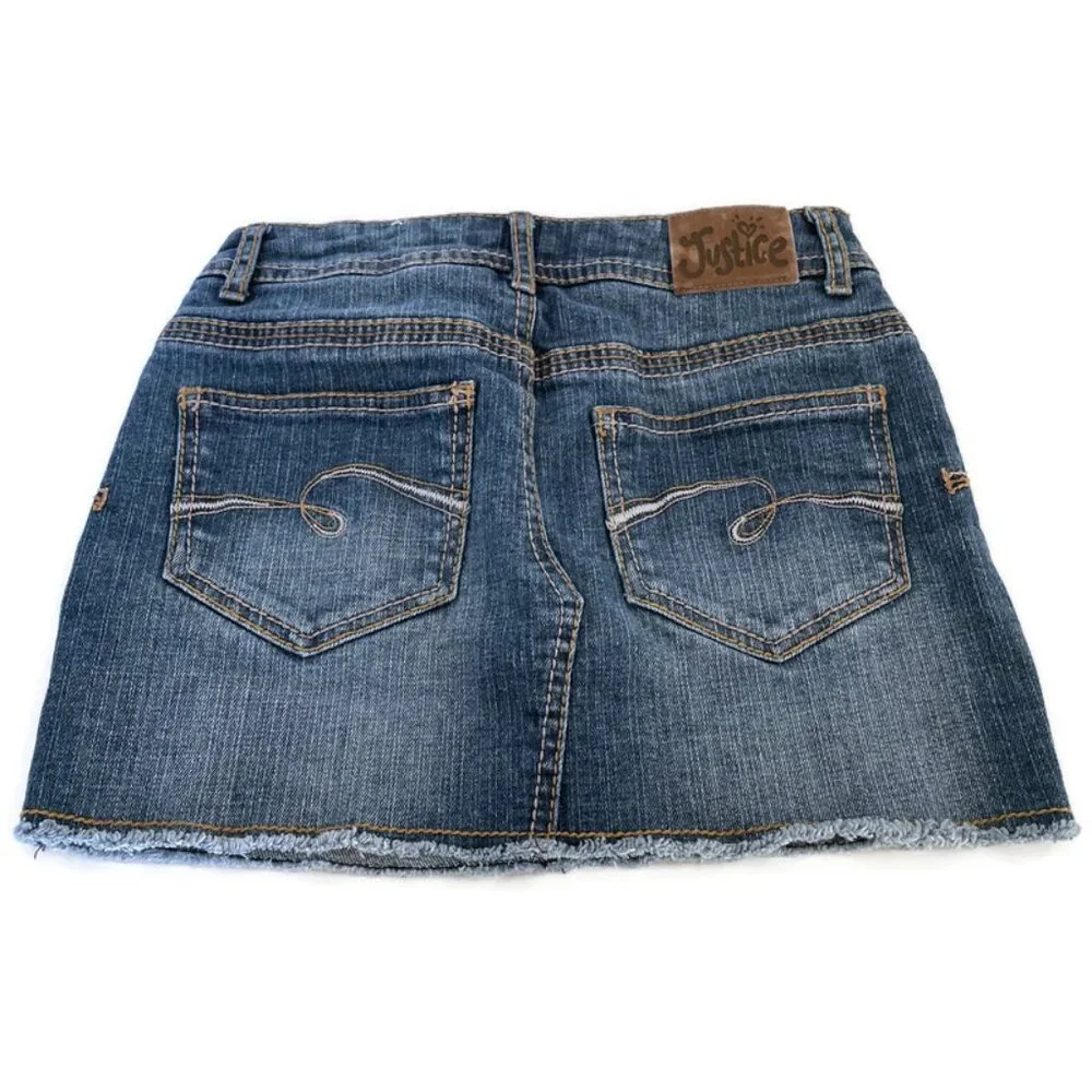 Justice Denim Jean Skort Girls Size 8R I Love Justice Jeans